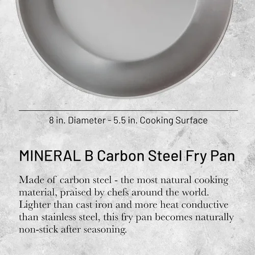 Miniatura 2 de Sartén redonda de hierro DeBuyer con mineral B, 7.9 pulgadas, Plateado/Gris