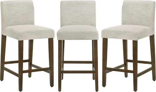 Miniatura 17 de CHITA Juego de 2 taburetes de bar de altura de mostrador, taburetes de bar tapizados de altura de asiento de 27 pulgadas, cuero sintético en negro