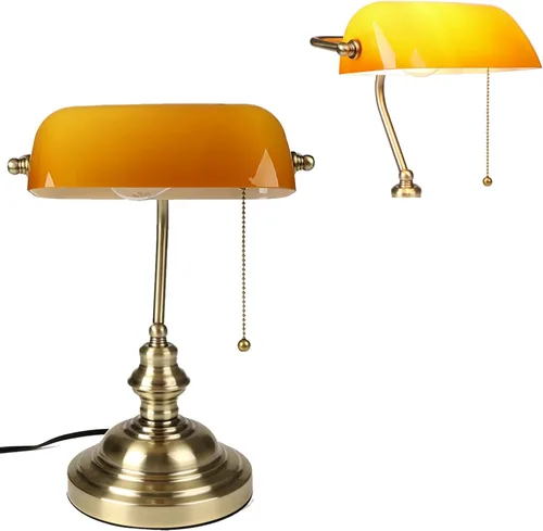 Miniatura 10 de FIRVRE Lámpara de Escritorio de Banco de Vidrio con Puerto de Carga Inalámbrica USB Lámpara de Escritorio LED Lámpara de Mesa con Cadena de Tirón