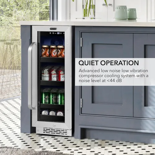 Miniatura 2 de Whynter BBR-638SB Refrigerador y enfriador de bebidas integrado debajo del mostrador de 12 pulgadas, refrigerador con puerta de vidrio, 2.0 pies