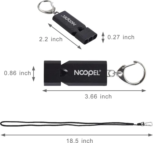 Miniatura 3 de Whistle Emergency Noopel - Silbatos de supervivencia de tres tubos, paquete de 2 con cordón y llavero para senderismo, camping, kayak, deportes