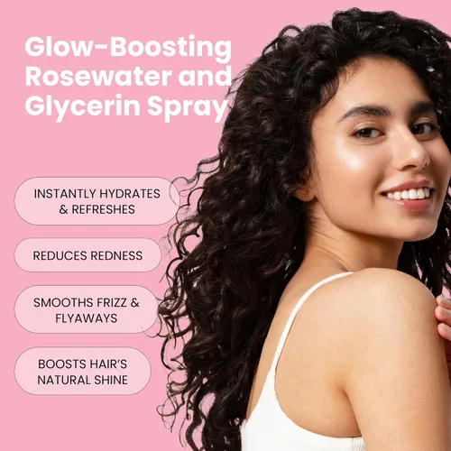 Miniatura 5 de Spray de agua de rosas y glicerina, hidratante y refrescante para rostro y cabello, tónico facial con ácido hialurónico para calmar, suavizar