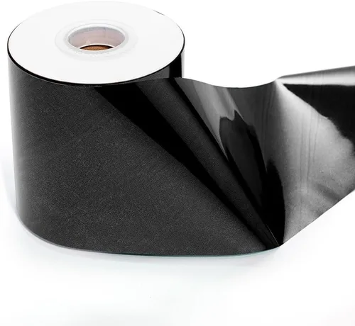 Anderson's Rollo de serpentina metálica brillante negra, cinta de PVC de 4 x 500 pies para envoltura de regalos, decoración de bodas, detalles de