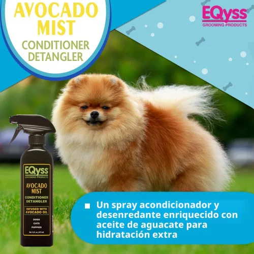 Miniatura 2 de EQyss Acondicionador en aerosol para mascotas con bruma de aguacate – Brilla, acondiciona y reduce el desprendimiento, espray sin peso sin enjuague