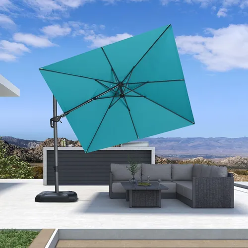 Miniatura 62 de PURPLE LEAF Sombrilla de Patio de 8 Pies para Exteriores Sombrilla Cantilever Cuadrada de Aluminio Sombrilla Offset con Rotación de 360 Grados