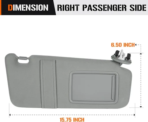 Miniatura 5 de Visera solar con luz para Toyota Camry 2007-2011 con techo solar, lado derecho del pasajero gris. Reemplaza 74320-06800-B0