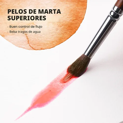 Miniatura 5 de Fuumuui - Pinceles de acuarela profesionales, 4 pinceles de punta de aguja extendida, pincel sintético extra largo con cuerpo de sable para detalles