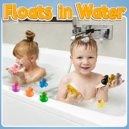 Miniatura 6 de Bedwina Patos de goma con purpurina a granel, patos Jeep para regalos de patitos y cruceros, juguetes de baño para niños, mini patitos de goma