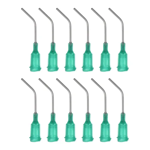 Miniatura 16 de HARFINGTON 12 piezas de agujas dispensadoras de punta roma, puntas dispensadoras curvadas de 30 calibre a 45 grados, 1 pulgada de ángulo