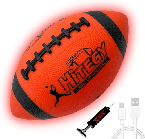 Miniatura 8 de Glow in The Dark Football Light Up Football USB-C Rechargeable LED Ball with Pump Night Game Ball for Indoor & Outdoor Play Gift Ready for