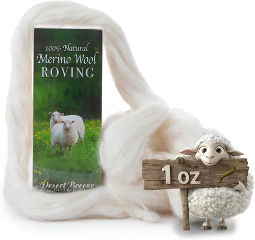 Miniatura 5 de Desert Breeze Distributing Lana Merino 100% Natural Roving - Lana Merino Peinada de Primera Calidad Roving - Tapicería, Hilado, Fieltrado Húmedo