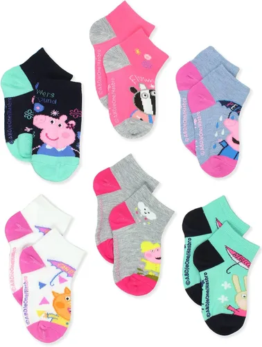 Miniatura 3 de Peppa Pig Paquete de 6 calcetines estilo cuarto con pinzas para niños pequeños