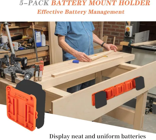 Miniatura 7 de Crivnhar Soporte de montaje de batería compatible con baterías Black+Decker de 20 V, soporte de pared para LBXR20 LB20 LBX20, organiza Paquete de 5