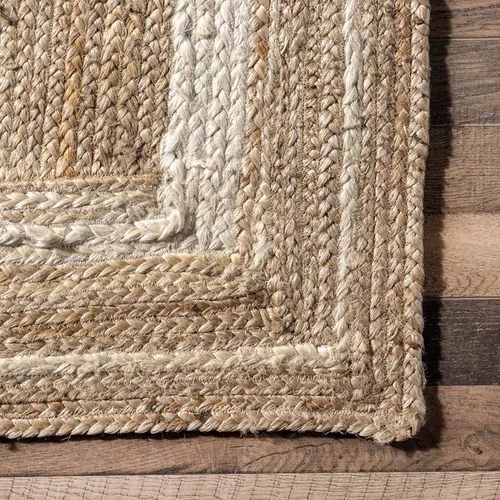 Miniatura 9 de nuLOOM Rikki - Alfombra costera trenzada de yute, 2 pies 6 pulgadas x 10 pies, color blanco hueso Rikki Blanquecino
