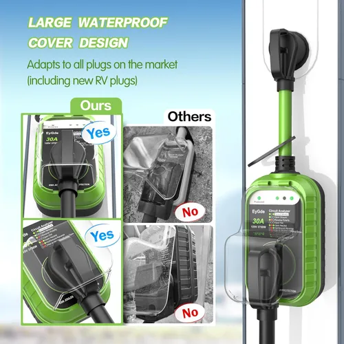 Miniatura 4 de EyGde Protector de sobretensiones para RV de 30 amperios, analizador de circuito RV con cubierta impermeable, protector de voltaje de potencia