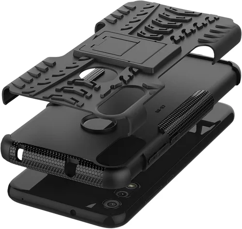 Miniatura 6 de Funda de teléfono para Moto E 2020 Motorola E7 con protector de pantalla de vidrio templado y accesorios de célula híbrida dura y resistente, Negro