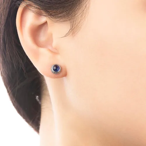 Miniatura 28 de Aretes de plata de ley con piedra natal de cristal real, joyería para mujer, moda occidental 925, envejecida, bohemia, hecha a mano, el mejor regalo