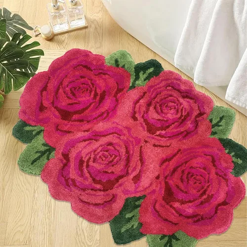 Miniatura 15 de USTIDE Alfombra de girasol esponjosa, alfombra suave y lanuda de flores, hecha a mano, alfombras modernas, lavables, para sala de estar, lavandería