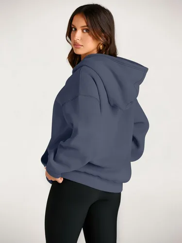Miniatura 4 de EFAN Sudaderas de manga larga con capucha para mujer, holgadas, con forro de polar, con bolsillos, para invierno y otoño, estilo Y2K de los 2000