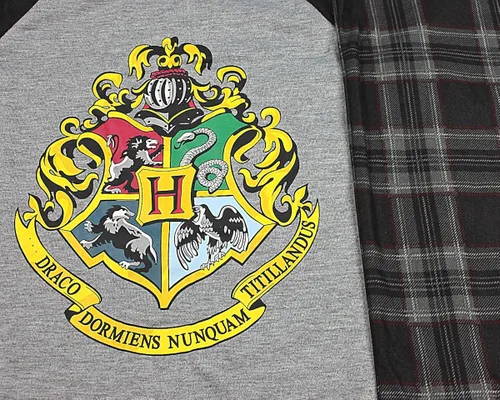 Miniatura 3 de INTIMO Conjunto de pijama raglán de Harry Potter Hogwarts School Crest para niños grandes, Negro
