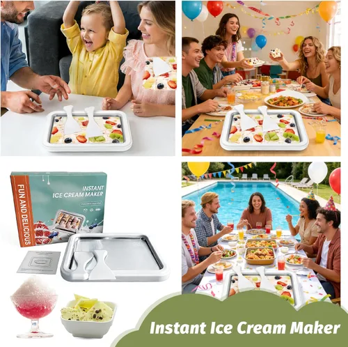 Miniatura 6 de Plato de helado para rollos de helado de 10.2 in, losa de piedra de helado con tapa y moldes en forma de corazón, piedra laminada para hacer helado