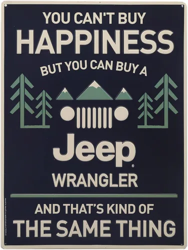 Letrero de metal para Jeep Wrangler, «You Can't Buy Happiness But You Can Buy a Jeep Wrangl», divertida decoración de pared para Jeep Azul marino