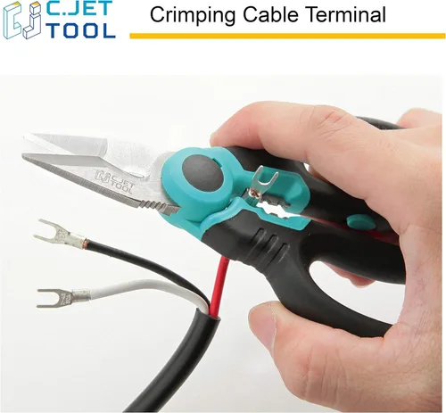 Miniatura 8 de C.JET TOOL Tijeras de electricista de acero inoxidable de 6 pulgadas para cable blando de cobre de aluminio (turquesa)