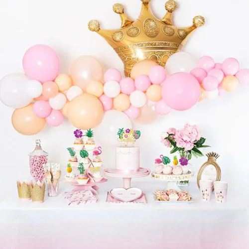 Miniatura 3 de Rsstarxi Paquete de 25 adornos tropicales para cupcakes Luau con decoración de pastel de flamenco de feliz cumpleaños, palmera, flamenco, piña