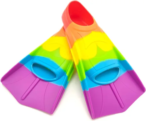 Miniatura 15 de Swimming Training Fins,Kids Swim Fins,Comfortable Swimming Flippers Suitable for Children,Beginners,Girls,Boys,Adults BB-arco iris colorido