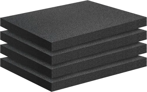 4 piezas de relleno de espuma negra, 16 x 12 x 1 pulgadas, espuma de poliuretano de alta densidad, insertos de amortiguación para embalar estuches y