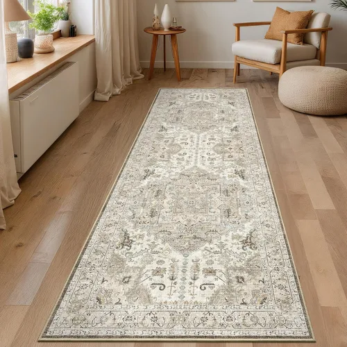 Miniatura 49 de Alfombra de pasillo lavable de 2 x 6 pies - Alfombras de cocina con respaldo antideslizante vintage suave estilo granja, alfombra de entrada