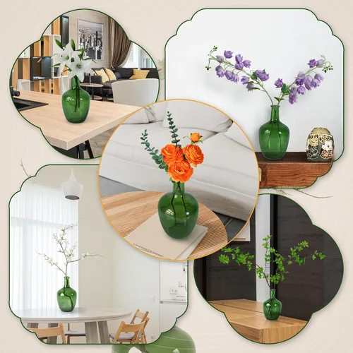 Miniatura 4 de Bfttlity Jarrón de Vidrio Transparente Alto de Granja para Ramas Jarrones de Vidrio para Centros de Mesa en Decoración del Hogar (S-Verde)