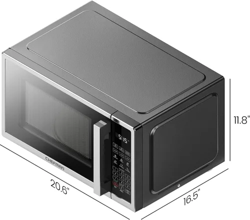 Miniatura 19 de Horno de microondas de mostrador Chefman 0.9 pies cúbicos. Microondas digital de acero inoxidable de 900 vatios con 6 ajustes preestablecidos, modo