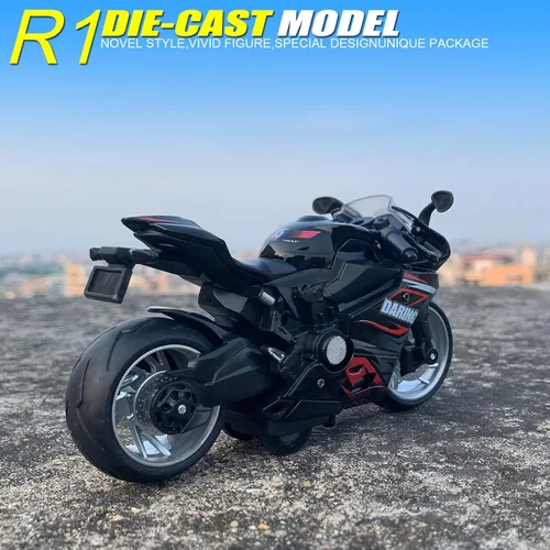 Miniatura 6 de Motocicleta de juguete, juguete de motocicleta con sonidos y luces, juguete de modelo de motocicleta a escala 1:12 para niños, vehículo de tracción