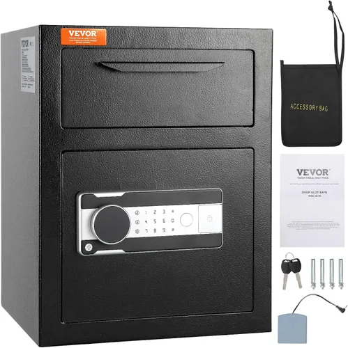 Miniatura 10 de VEVOR Caja Fuerte de Depósito de 0.6 Pies Cúbicos, Caja Fuerte de Ranura de Depósito con Contraseña y Perilla Giratoria, Caja de Depósito