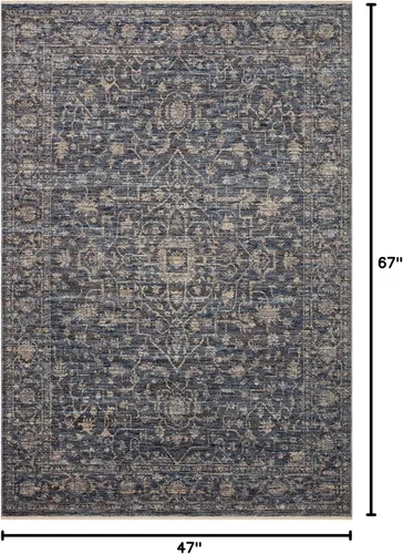 Miniatura 2 de Loloi Sorrento Collection SOR-01 - Alfombra decorativa medianoche/natural de 3 pies y 11 pulgadas x 5 pies y 7 pulgadas
