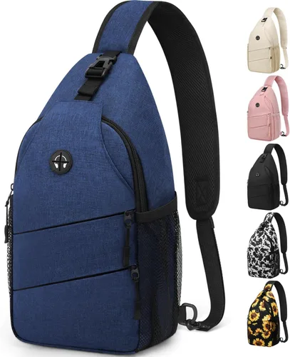 Miniatura 13 de Pritent Bolsos cruzados para mujeres y hombres, mochila de moda, bolsa casual para el pecho con correa de hombro convertible Negro
