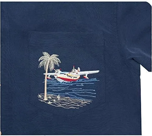 Miniatura 5 de Bamboo Cay Camisa tejida bordada casual de manga corta para hombre