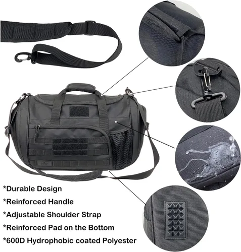 Miniatura 7 de APRlLBAY - Bolsa de lona militar de gran capacidad de 43 litros, bolsa táctica de gimnasiofin de semana para hombres y mujeres (negro azabache)