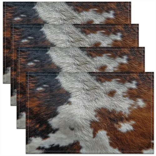 Miniatura 26 de jejeloiu Manteles individuales de mesa con osos para niños, manteles de mesa de animales salvajes de granja, mantel individual rústico de familia