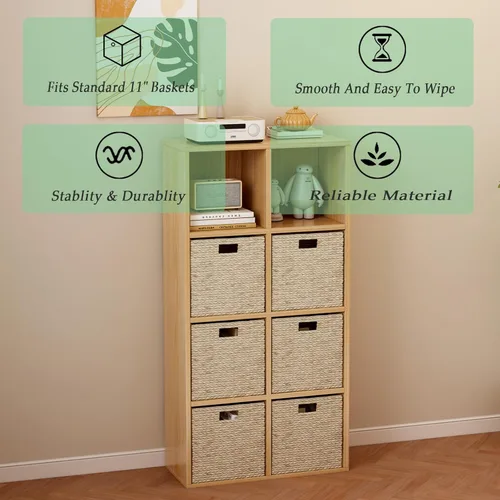 Miniatura 69 de OSCHF - Estantería de almacenamiento de 12 cubos, estantería de madera de 3 niveles con espacios abiertos para el hogar y la oficina, organizador