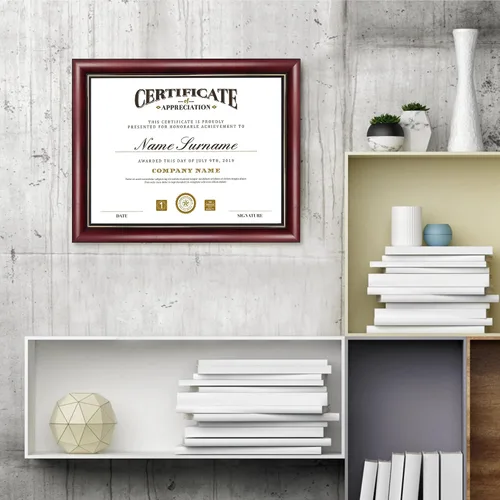 Miniatura 7 de GraduatePro Marco de diploma de certificado de 8.5 x 11, madera maciza y acrílico con protección UV, acabado cereza con ribete dorado
