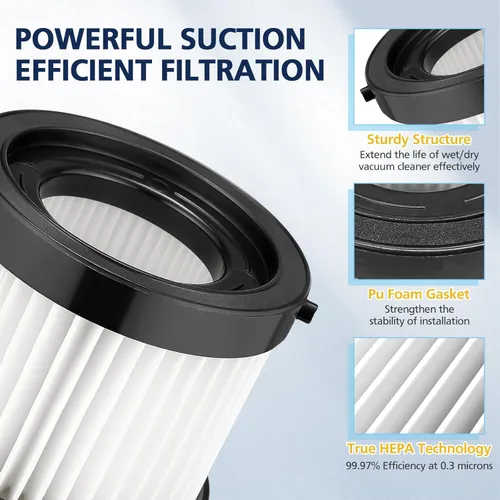Miniatura 4 de Cabiclean Filtro seco HEPA de repuesto compatible con Milwaukee 49-90-0160, 49-90-1951, apto para aspiradora compacta 0882-20 M18, paquete de 2 0160
