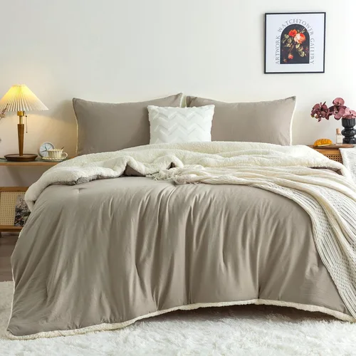Miniatura 57 de COTTEBED Juego de edredón ultrasuave para cama King, para uso en todas las estaciones, peso ligero con microfibra de algodón lavado cálida y Verde