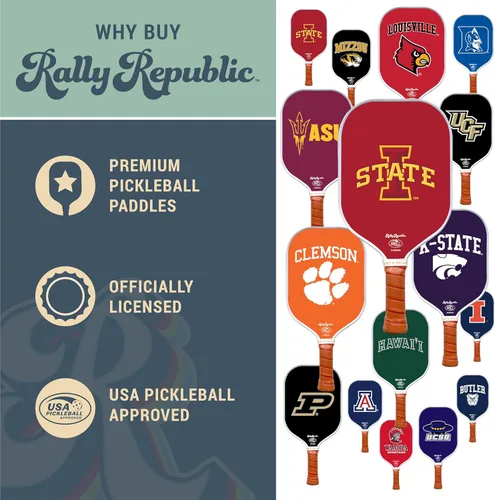 Miniatura 7 de Raqueta de pickleball colegial oficialmente licenciada - Raqueta aprobada por la Asociación de Pickleball de EE. UU. - Núcleo de nido de abeja Iowa
