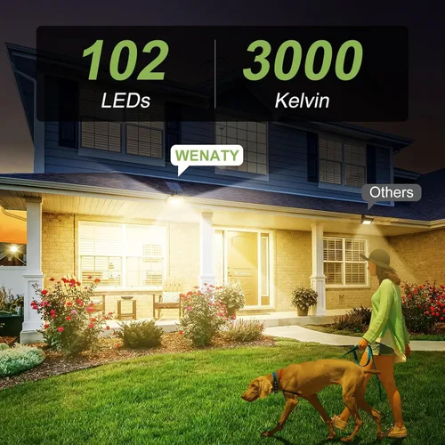 Miniatura 8 de WENATY 102 luces LED solares para exteriores, resistentes al agua, focos solares para exteriores con 4 modos de luz, foco solar de paisaje