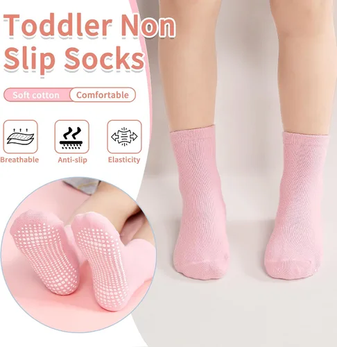Miniatura 4 de Tphon Calcetines Antideslizantes para Niñas Pequeñas Calcetines Antideslizantes para Bebés con Agarres para Niños y Niñas 12 Pares para Niños de 0-7
