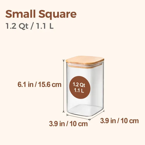 Miniatura 2 de ComSaf Recipientes de almacenamiento de vidrio con tapas, tarros de vidrio de 1.2 cuartos de galón con tapas, tarro transparente para almacenamiento