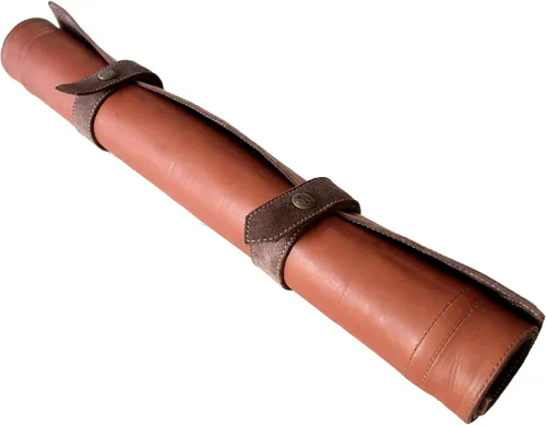 Miniatura 5 de Stonkraft - Juego de ajedrez enrollable de cuero genuino de 19" x 19" con piezas de ajedrez de plástico - Bronceado oscuro