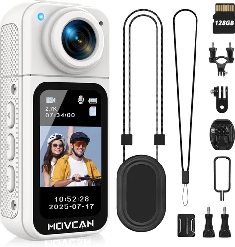 Miniatura 12 de Movcan Cámara corporal S70 con grabación de audio y video, cámara corporal HD 1520P con lente giratoria de 180°, cámara de grabación manos libres